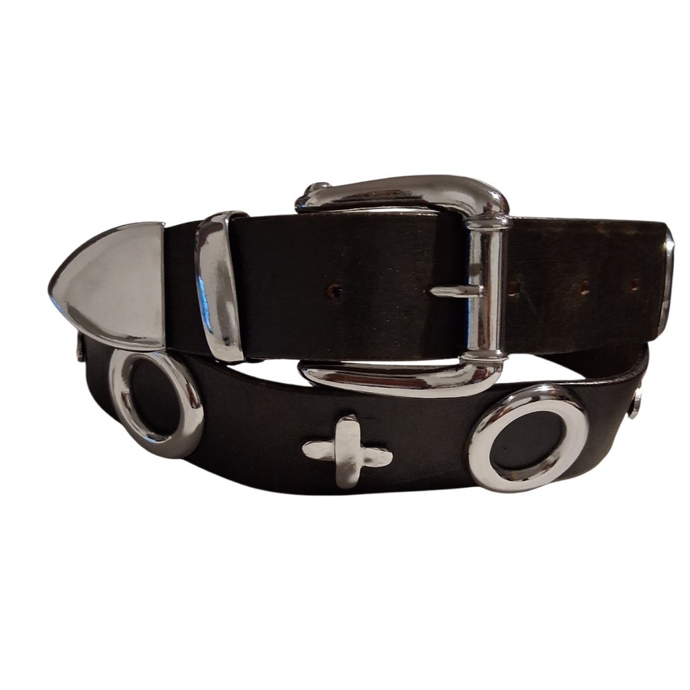 Y2k Vintage Whimsigoth Fairygrunge Womens size 40" XOXO Leather Rocker Punk Belt